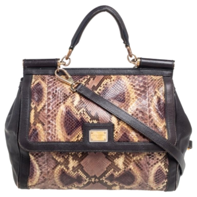 Dolce & Gabbana Borsa grande Miss Sicily in pelle e pitone multicolore con manico superiore