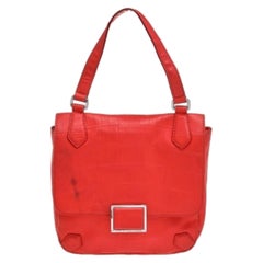 Marc by Marc Jacobs Bright Orange Croc Embossed PVC Top Handle Bag
