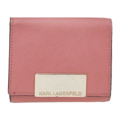 Karl Lagerfeld Pink Saffiano Leather Trifold Wallet