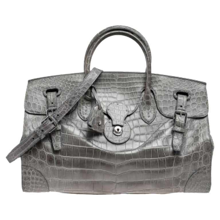 Ralph Lauren Ricky Tote aus grauem Alligatorleder in Grau