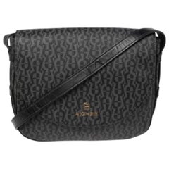 Bolso Mensajero Aigner Negro Firma PVC y Piel