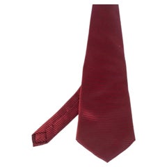 Giorgio Armani - Cravate traditionnelle vintage en jacquard de soie à rayures rouges