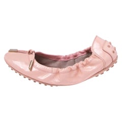 Tod's Lachs Rosa Lackleder Ballerina Scrunch Flats Größe 37