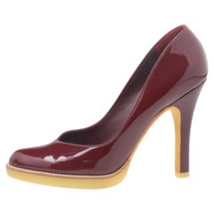 Gucci Burgundy Patent Leather Round Toe Pumps Size 37.5