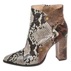 Alexandre Birman Weiß-Braune Python Leder Stiefelette Größe 37