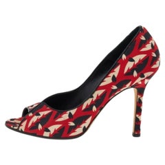 Manolo Blahnik Pumps Peep toe in tessuto multicolore misura 37,5