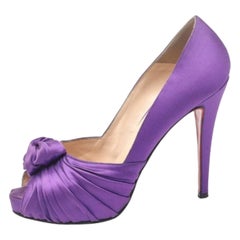 Christian Louboutin Satin Knotted Greissimo Platform Peep Toe Pumps Size 38