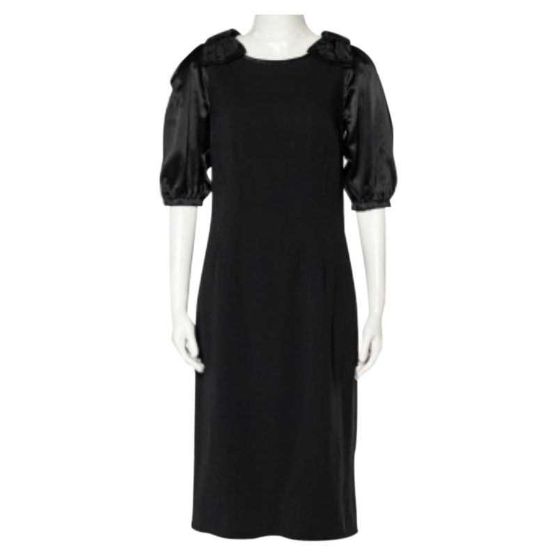 Dolce & Gabbana Vestido de crepé negro con lazo M en venta