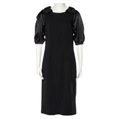 Dolce & Gabbana Black Crepe Bow Detail Sheath Dress M