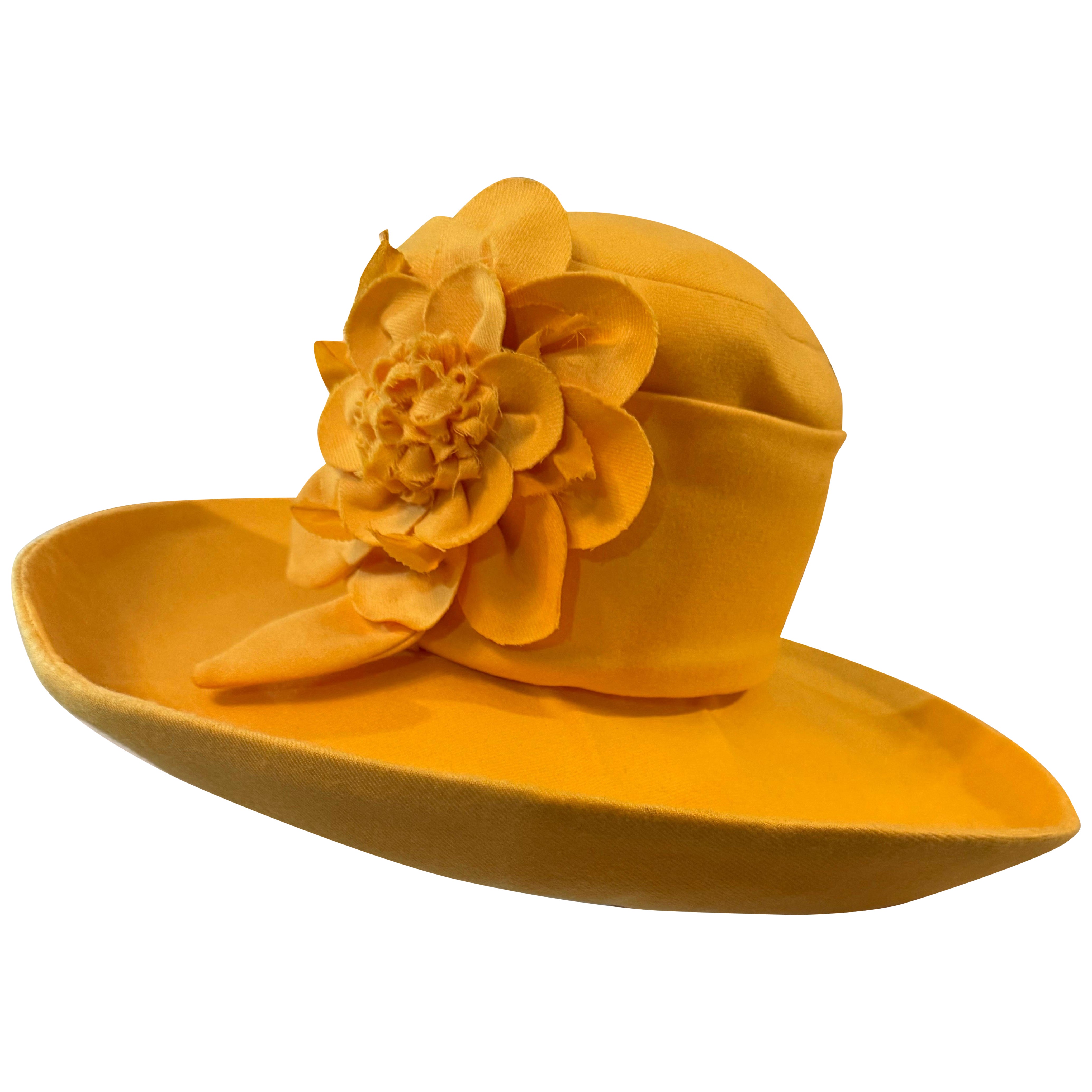 Chapeau structuré Maison Michelle Paris Marigold Spring Weight en laine Challis