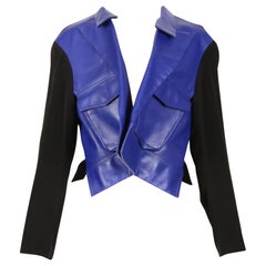 nuevo 2007 YOHJI YAMAMOTO chaqueta de cuero azul RUNWAY con frente forzado c/etiquetas