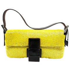 Fendi Baguette Vintage Shoulder bag with Glitter Yellow Beads