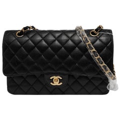 Chanel Classic Flap Medium Nero Caviale Pelle Hardware Oro