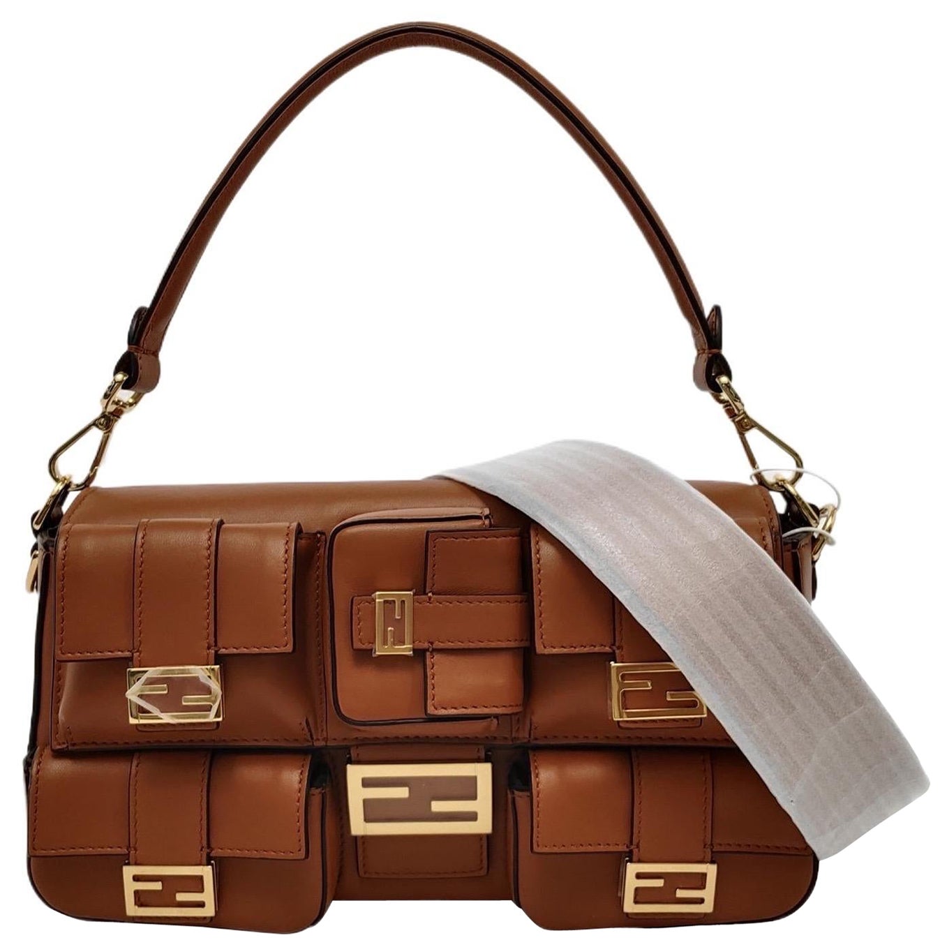 Bolso Fendi Baguette Cargo multibolsillos Piel marrón tostado de 2 vías
