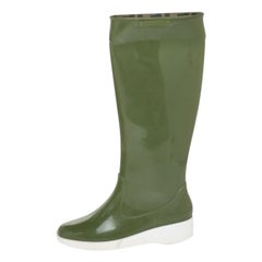 Fendi Green Rubber Wedge Rain Boots Size 36