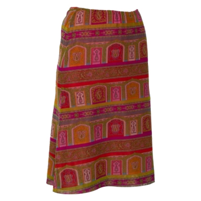 Etro Falda A-Line de Punto de Malla con Estampado Paisley Multicolor M