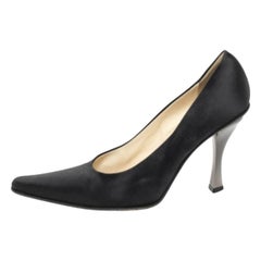 Prada Black Satin Pointed Toe Pumps Size 38.5