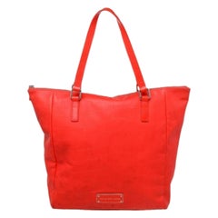 Marc by Marc Jacobs Bright Orange Croc Embossed PVC And Leather Tote