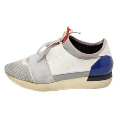 Balenciaga Multicolor Leather And Mesh Race Runner Low Top Sneakers Size 37