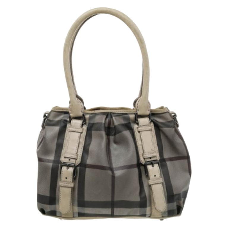 Burberry Beige Smoke Check PVC and Leather Northfield Tote