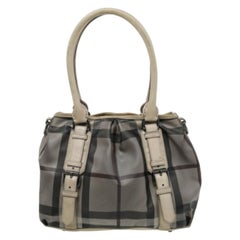 Burberry Beige Smoke Check PVC and Leather Northfield Tote