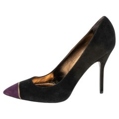 Saint Laurent Paris - Escarpins à bout pointu en daim noir/mauve - Taille 41