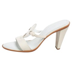 Tod's Cream Patent Leather Open  Toe Slide Sandals Size 36.5