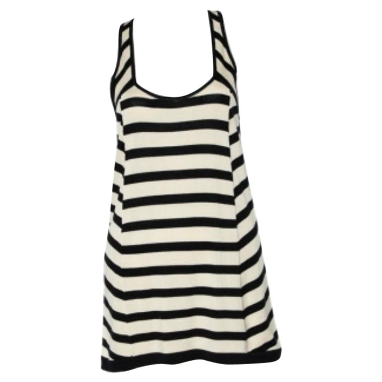Diane von Furstenberg Camiseta de tirantes con espalda deportiva de punto a rayas beige y negro S