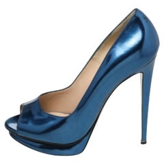 Nicholas Kirkwood Bombas de punta de cuero azul Tamaño 41
