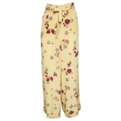 Valentino Palazzo-Hose aus gelbem Krepp de Chine mit Blumendruck L