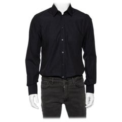 Dolce & Gabbana Navy Blue Check Patterned Cotton Shirt M