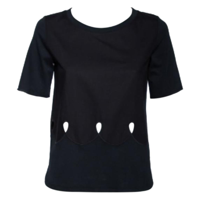 See By Chloe Camiseta de punto de algodón negra con detalle recortado M en venta