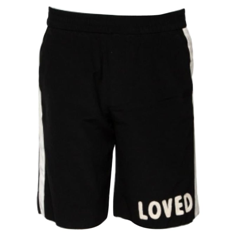 Gucci Schwarz Wolle Kontrast Streifen Detail Shorts S