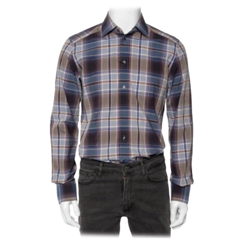 Dolce & Gabbana Camicia a quadri blu in cotone Gold Label M