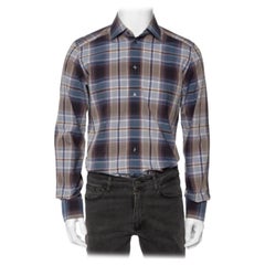 Dolce & Gabbana Blue Plaid Checked Cotton Gold Label Shirt M