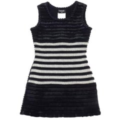 CHANEL Rare Vintage Runway S/S 1994 Black & White Vinyl PVC Raffia Dress