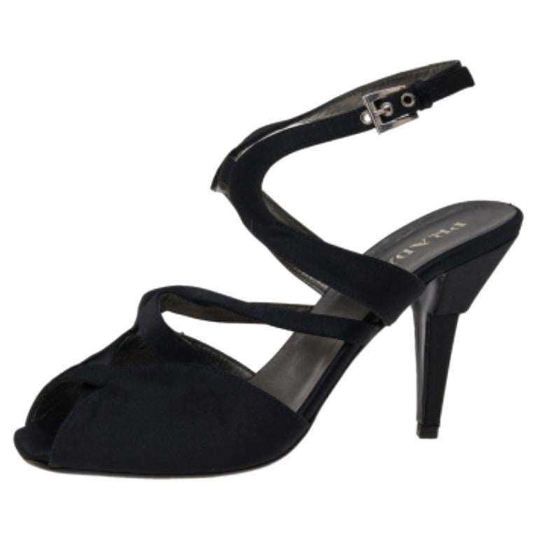 Prada Black Satin Slingback Sandals Size 37.5
