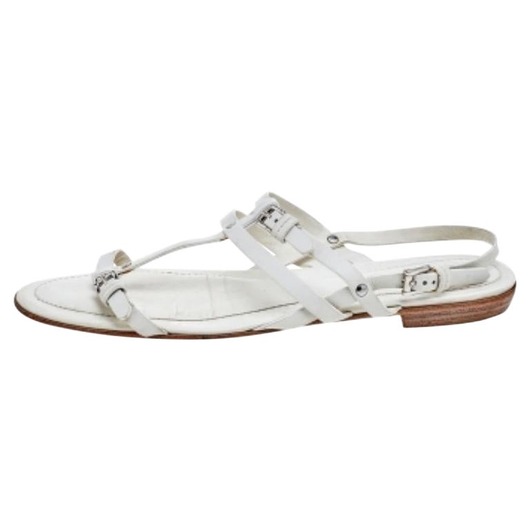 Tod's Weiße flache Riemchensandalen aus Leder Größe 38,5