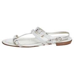 Tod's Weiße flache Riemchensandalen aus Leder Größe 38,5