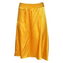Etro Yellow Silk, Satin And Pleated Crepe Trim Skirt S