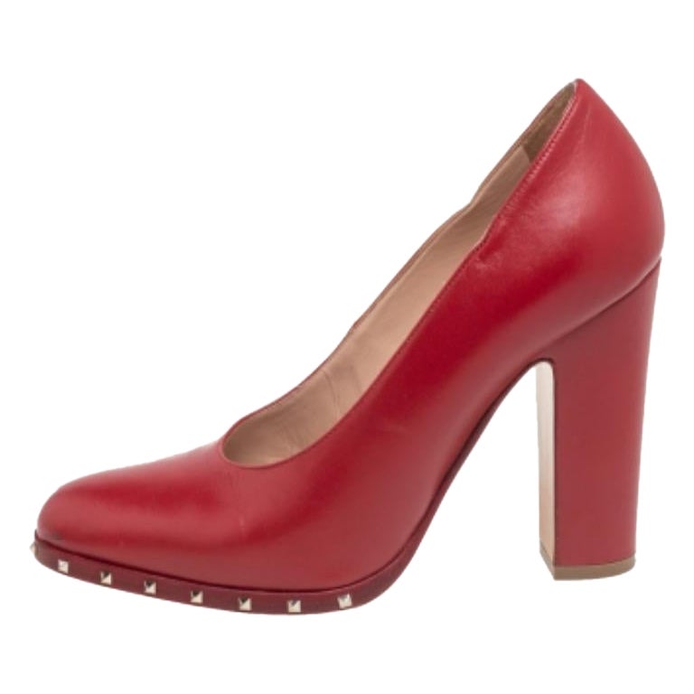 Valentino escarpins à talons bloc Soul Rockstud en cuir rouge, taille 37,5