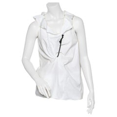 Marni White Cotton Ruffle Detail Sleeveless Top M