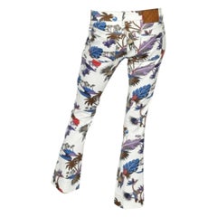 Gucci Off-White Tropical Bedruckte Baumwollhosen S