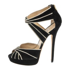 Jimmy Choo Sandales Koko en daim et cuir noir/doré Taille 41.5