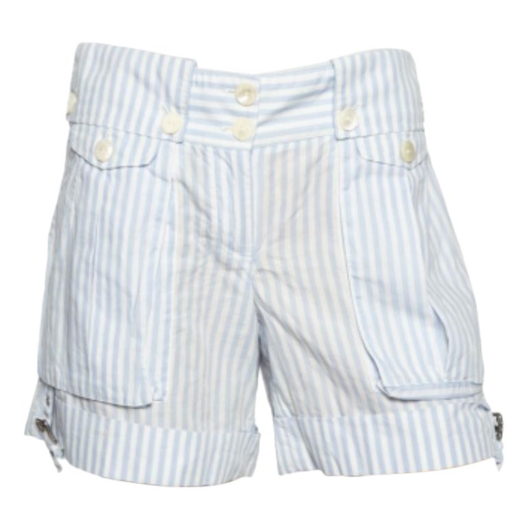 Dolce & Gabbana Blue & White Striped Cotton Shorts S