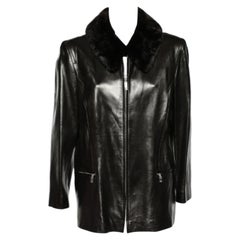 Celine - Giacca marrone vintage con colletto in pelle di montone e zip anteriore L.