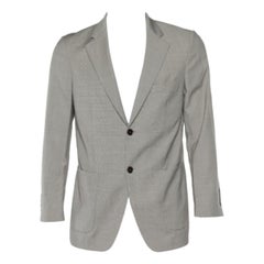 Balmain Blazer in lana a scacchi beige con bottoni XS
