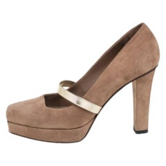 Escarpins Mary Jane Mary Jane en daim beige foncé Gucci, taille 38