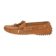 Tod's Tan Nubuck Leder Schleife Slip On Loafers Größe 37,5