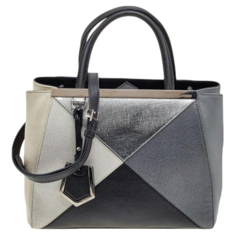 Fendi Mini-Geometrische 2jours-Tasche aus mehrfarbigem Leder im Angebot